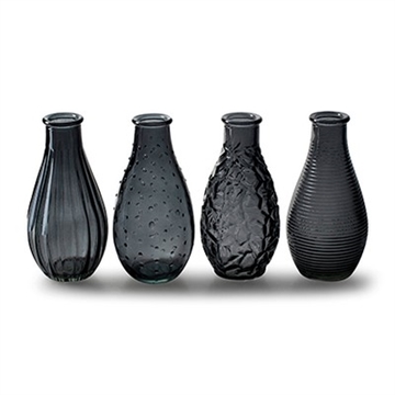 Glas vaser med mønster 4 ass. antrasit