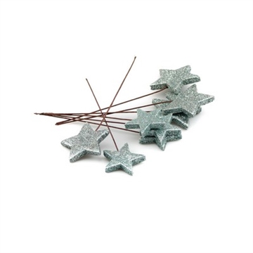 Glitter Stjerne pastel blå på tråd