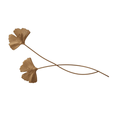 Ginkgo blad på stilk – messing 32 cm