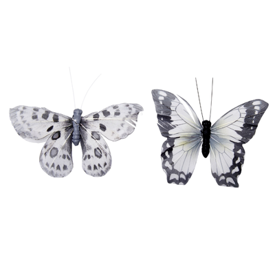 Sommerfugl sorte hvide nuancer sæt. 10 cm