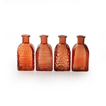 Glas vaser med mønster 4 ass. orange firkantet