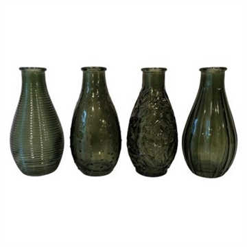 Glas vaser med mønster 4 ass. grøn