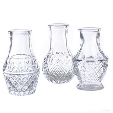 Glas vaser med mønster 3 ass. klar 
