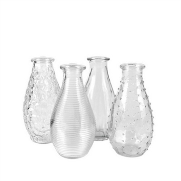Glas vaser med mønster 4 ass. klar 