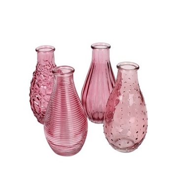 Glas vaser med mønster 4 ass. rosa 