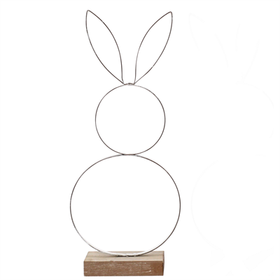 Metalhare 11 x 4,5 x 27 cm på træfod hvid