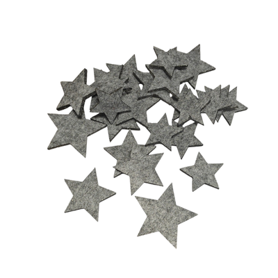 Filtstjerner grå - 20 stk ass. størrelser