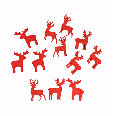 Rensdyr og elg i rød filt – 12 stk.