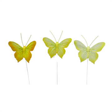 Sommerfugl 9cm 3stk. nuancer af gul