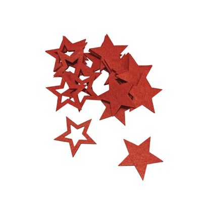 Stjerner i filt rød 4,5 cm 24 stk.