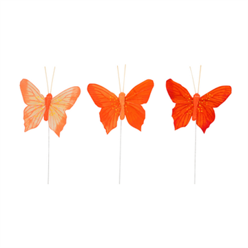 Sommerfugl 9cm 3stk. nuancer af orange