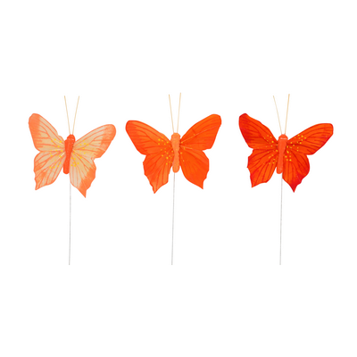 Sommerfugl 9cm 3stk. nuancer af orange