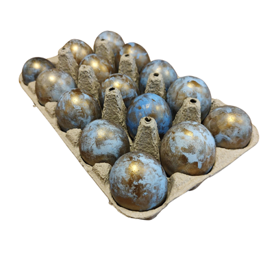 Hønseæg blå med antik guld 15 stk