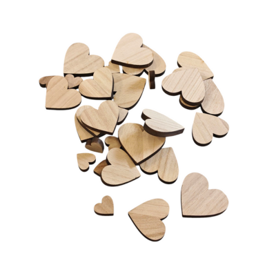 Træ hjerter 30 stk - rustik træ