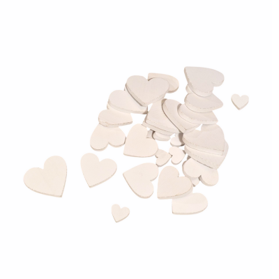Træ hjerter 30 stk - rustik hvid