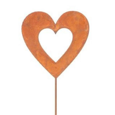 Hjerte i rust på stang - 20x20