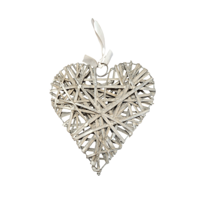 Flettet hjerte grå 20 cm